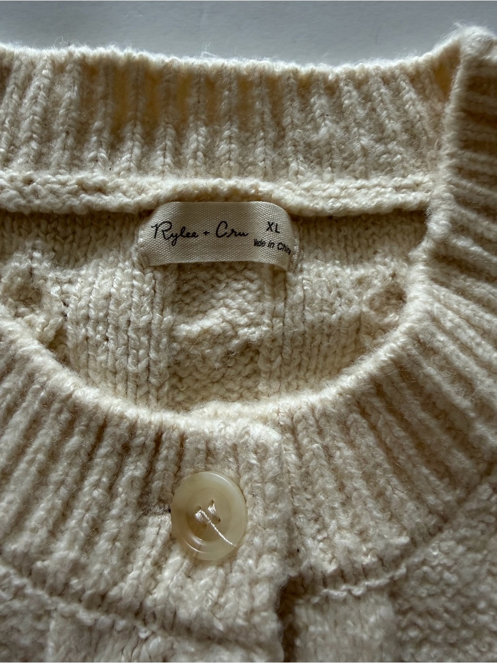 Rylee + Cru Cream Knit Pom-Pom Cardigan Sweater XL - Picture 3 of 6